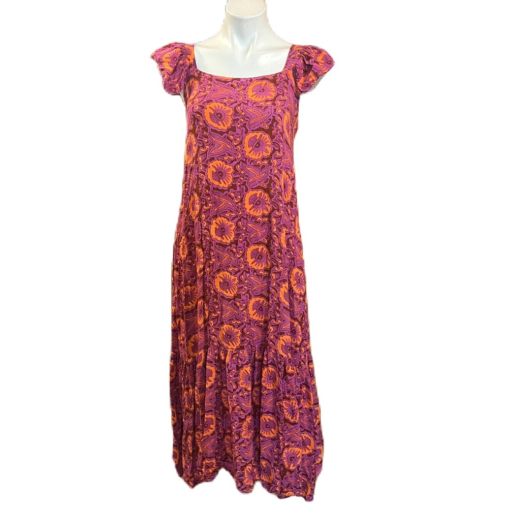 House of Harlow 1960 pink and orange Printed flutter sleeve sundress, size M